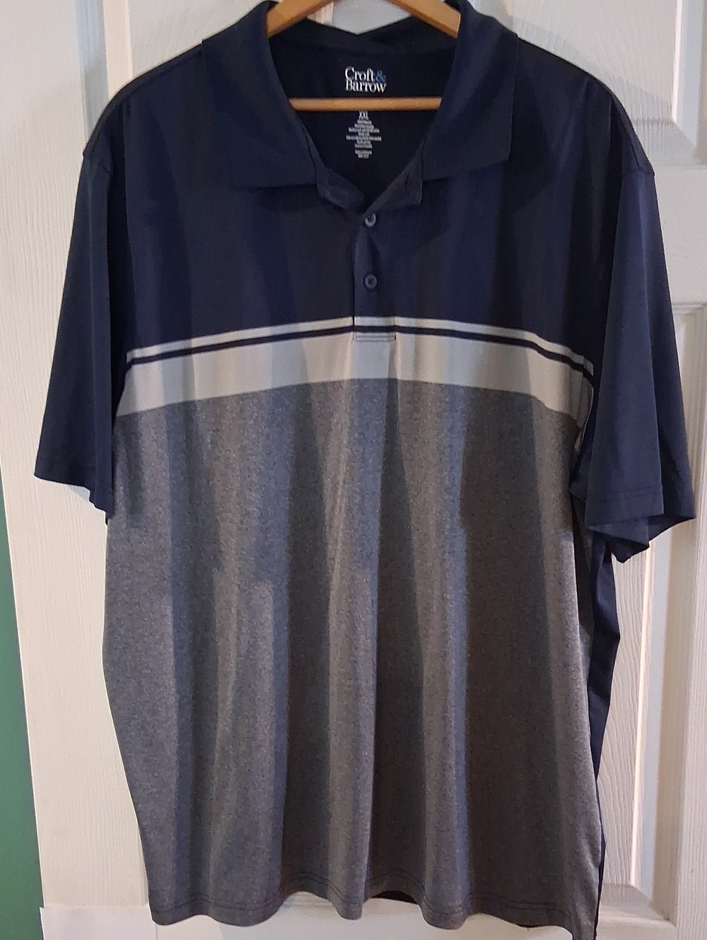 Croft & Barrow Navy and Gray Men's Polo Shirt